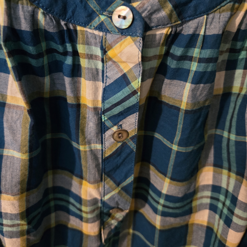 J. Jill Women's Plaid Blouse in Blue and Yellow - Picture 3 of 6